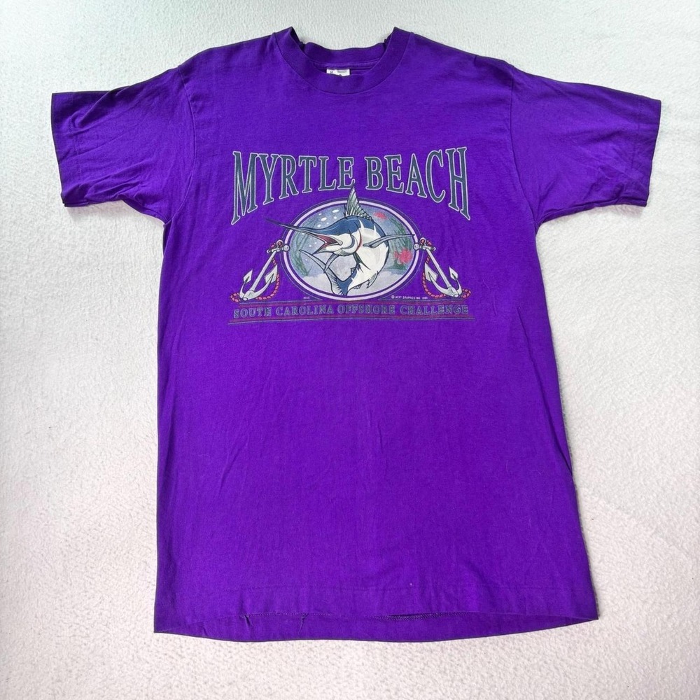 Vintage 1994 Myrtle Beach Offshore Challenge T Shirt M USA Fishing Purple